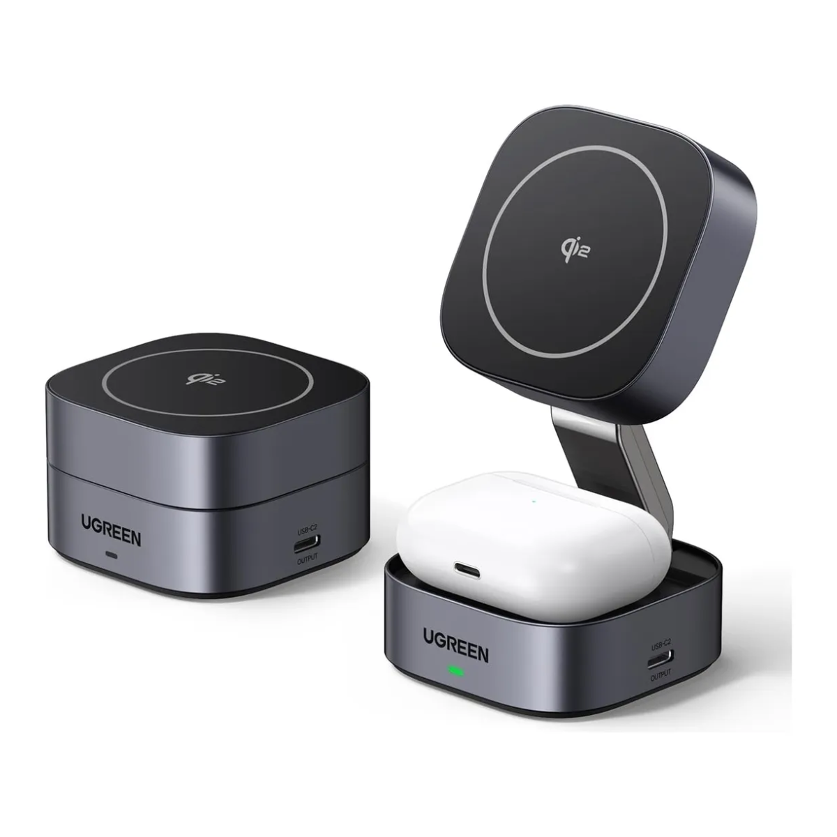 Cargador Magsafe UGREEN 2 en 1 | 15W Inalámbrico + Base