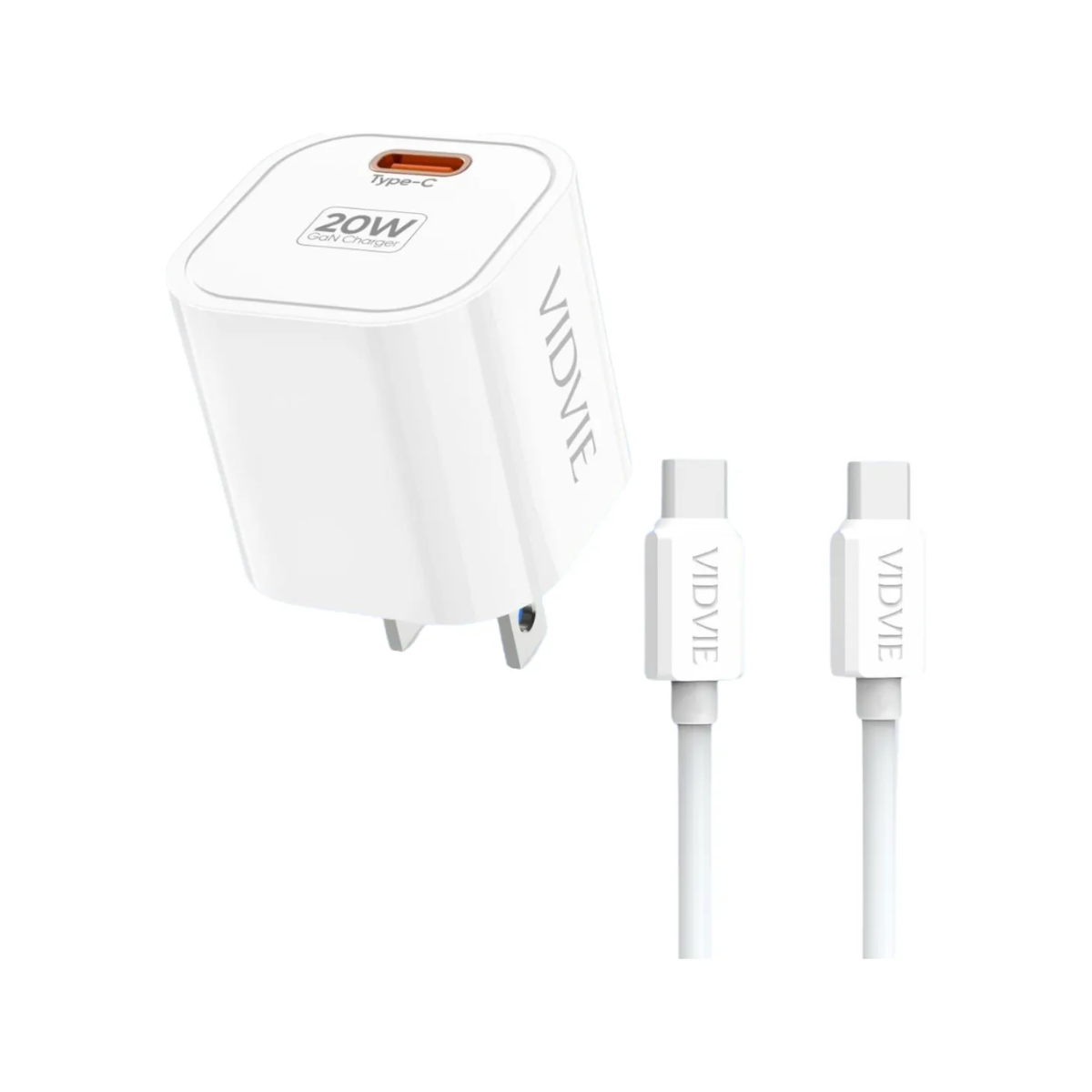 Cargador VIDVIE 20W GaN con cable Lightning – Modelo PLM353
