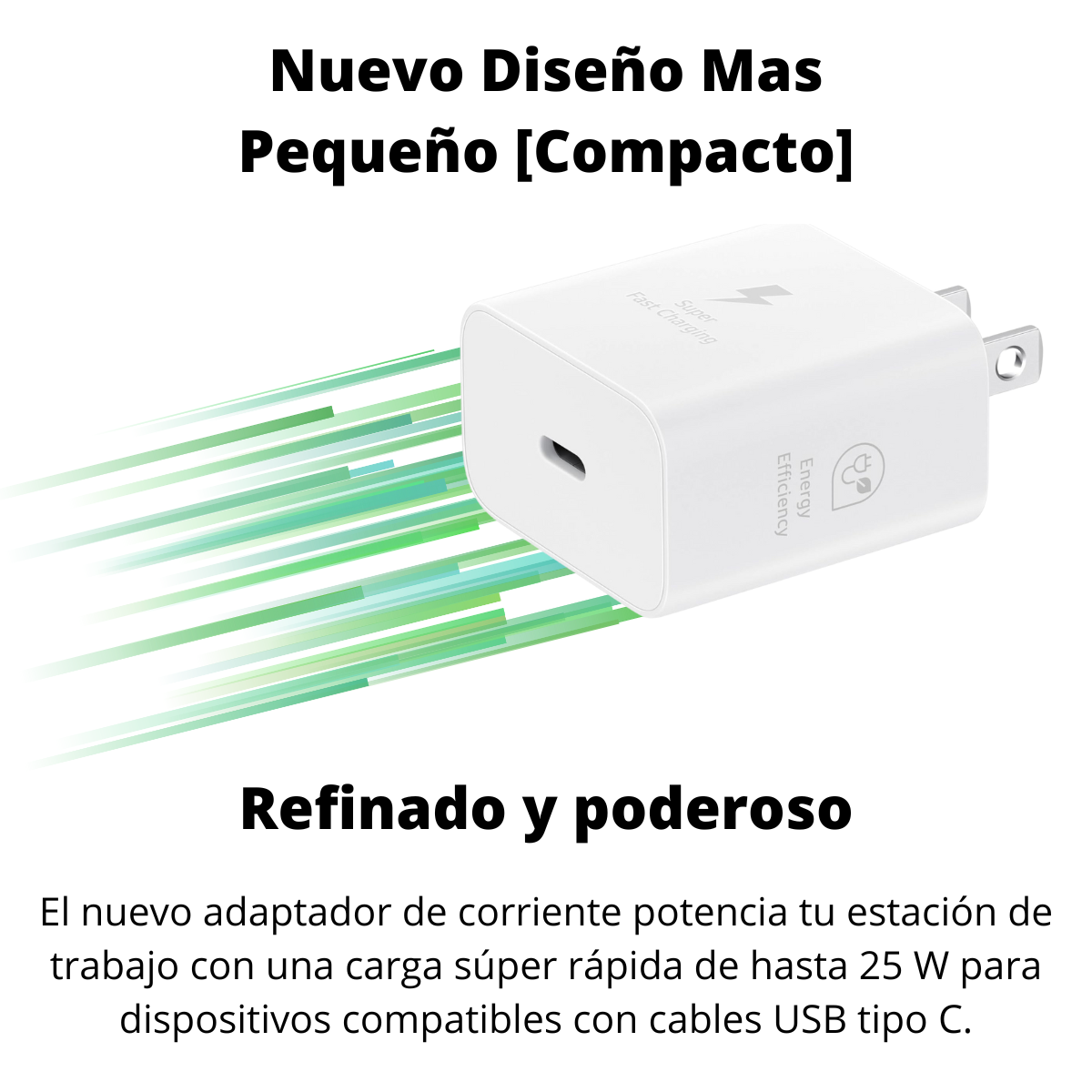 Cargador Samsung 25W Original | GaN Compacto Blanco