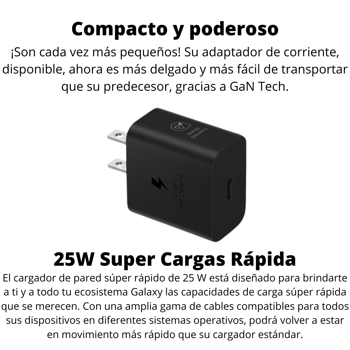 Cargador Samsung 25W Súper Rápido Compacto Original