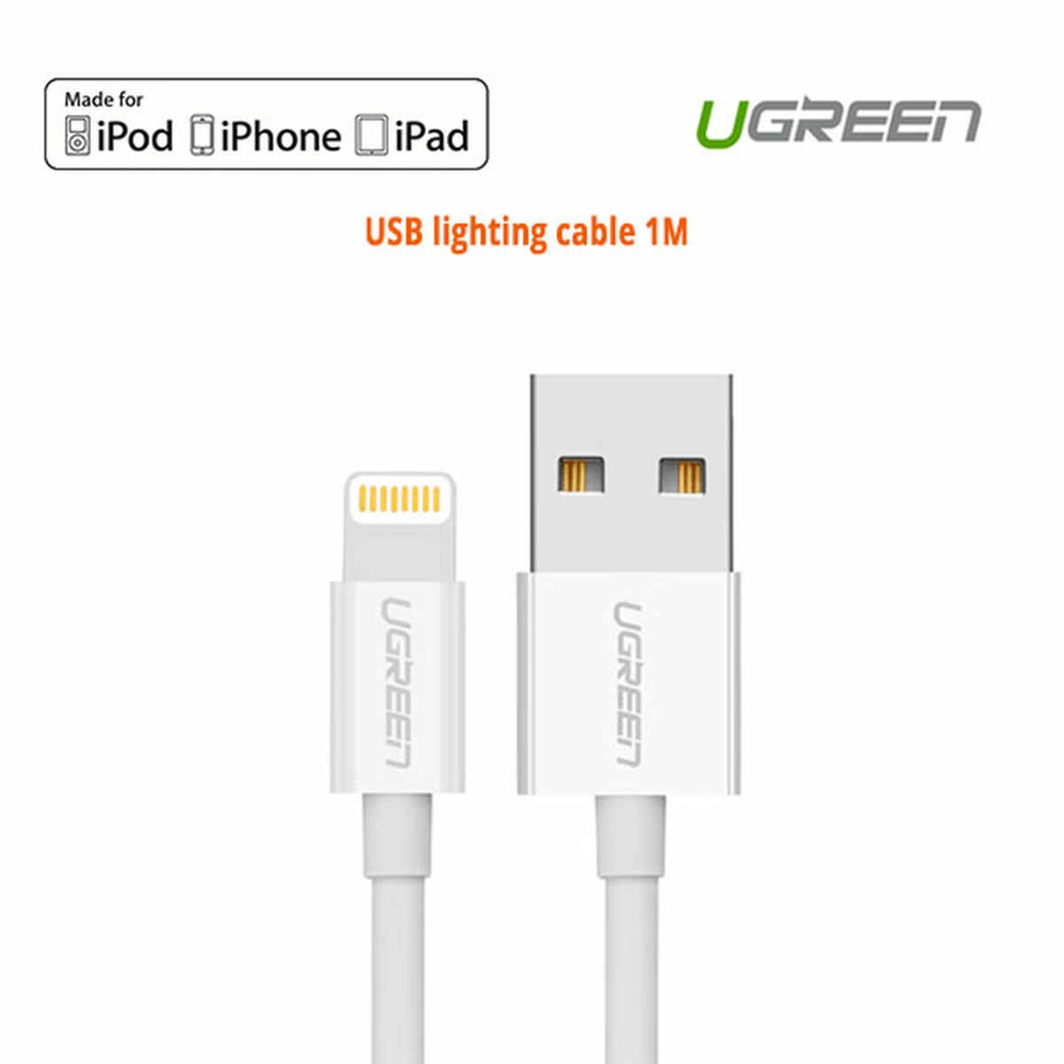 Cable UGREEN MFi Lightning 1M – Blanco Original | Carga Segura Apple