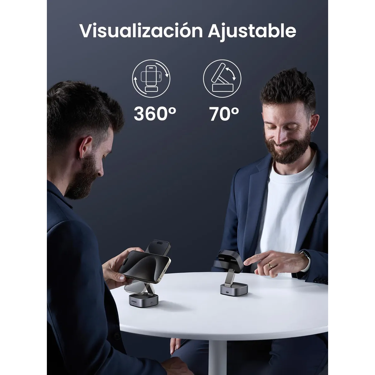 Cargador Magsafe UGREEN 2 en 1 | 15W Inalámbrico + Base