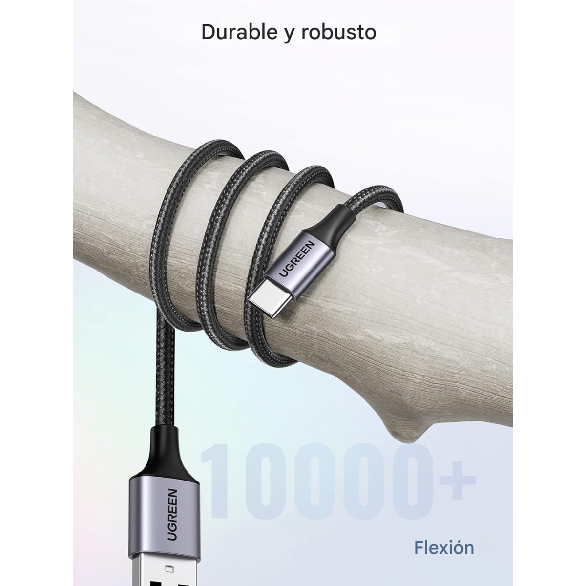 Cable UGREEN USB-A a USB-C 1M – Aluminio Reforzado Gris