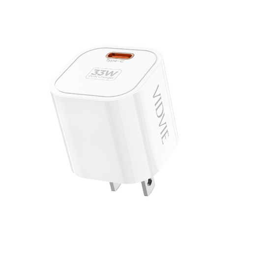 Cargador VIDVIE 33W Tipo C con Tecnología GaN – Modelo PLM354