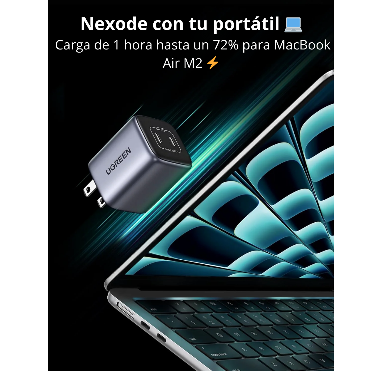 Adaptador UGREEN Nexode 45W USB-C – Potencia Compacta para Todos Tus Dispositivos