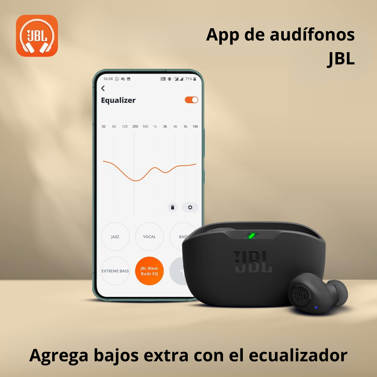 Audífonos JBL Wave Buds 2 Bluetooth Negro