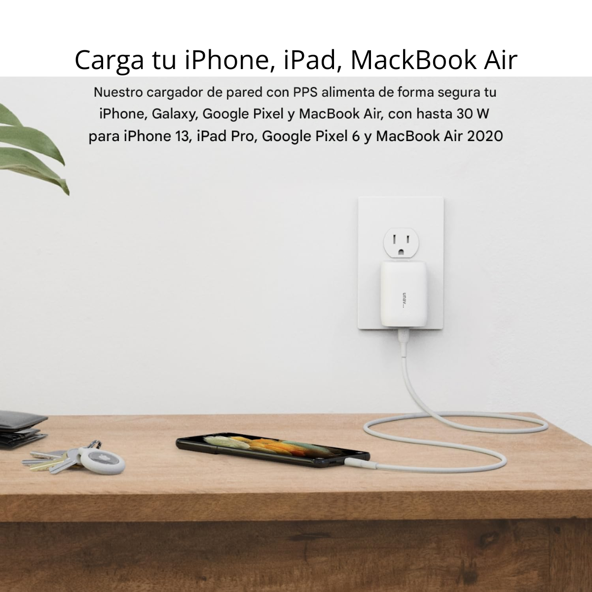 Cargador Belkin 30W USB-C a Lightning – MFi Original | Blanco