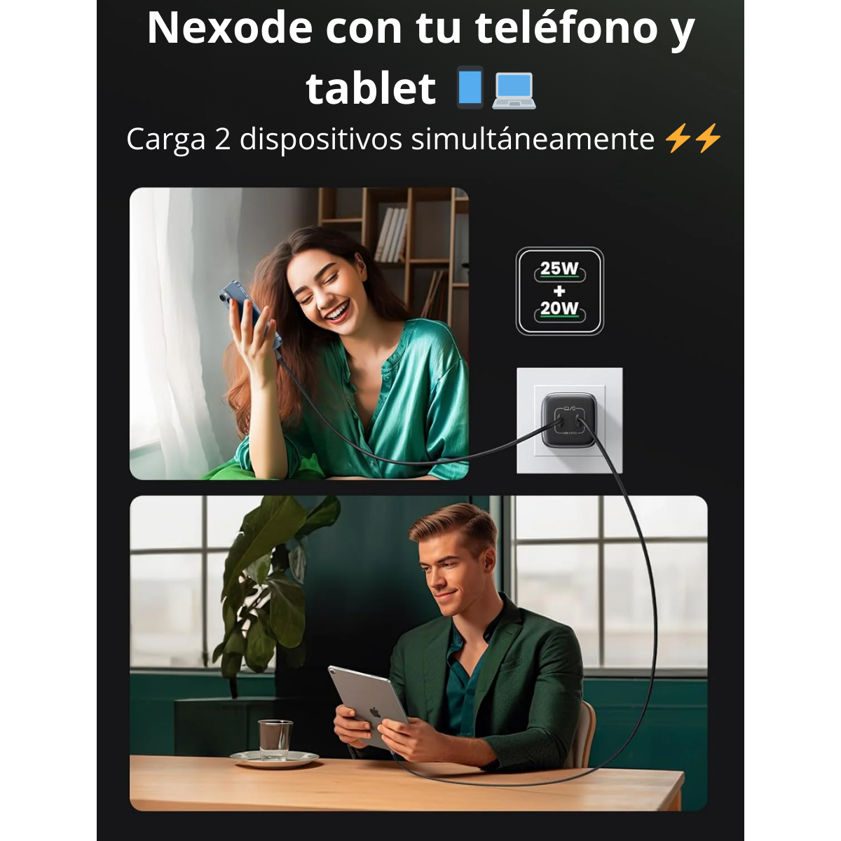 Adaptador UGREEN Nexode 45W USB-C – Potencia Compacta para Todos Tus Dispositivos