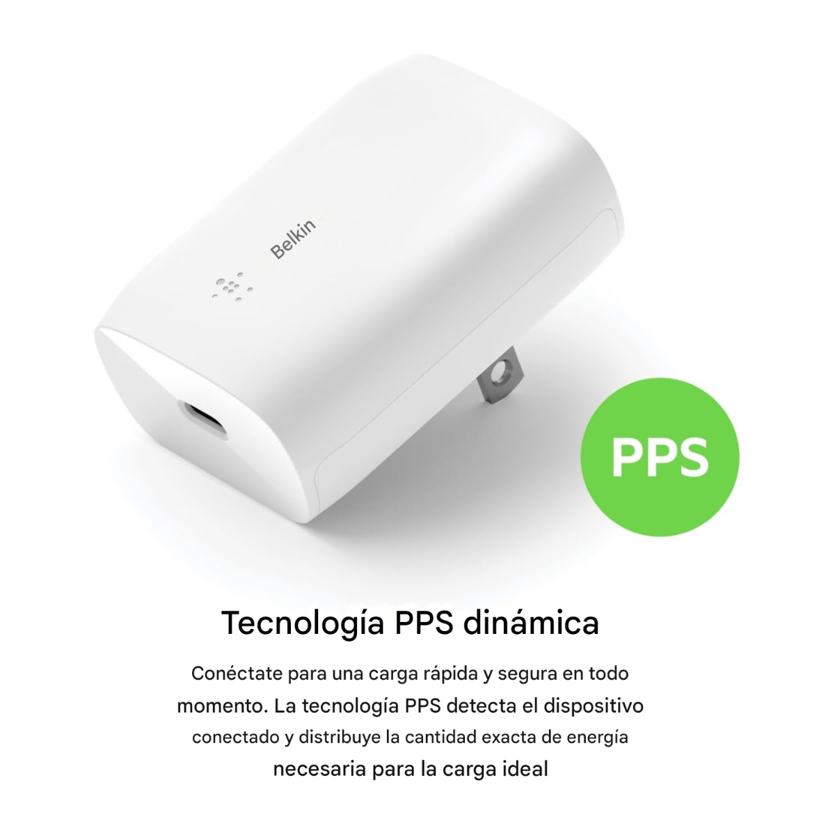 Cargador Belkin 30W USB-C a Lightning – MFi Original | Blanco