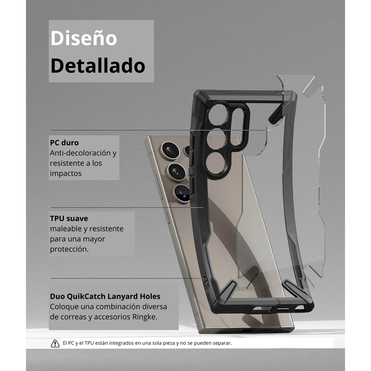 Estuche Ringke Fusion X Galaxy S24 Ultra | Transparente + Protección Militar